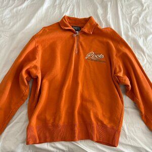 Vintage Roots logo orange quarter zip